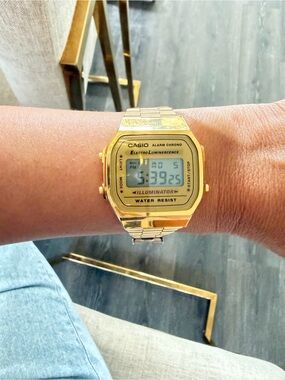 Casio Gold Digital Illuminator Stainless Steel Bracelet Watch